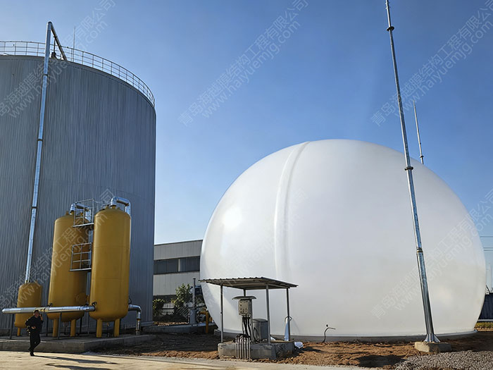 山东滨州畜牧污水1500m³双膜气柜工程案例图片