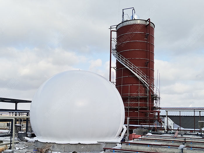 山东东营工业污水200³双膜气柜工程案例图片